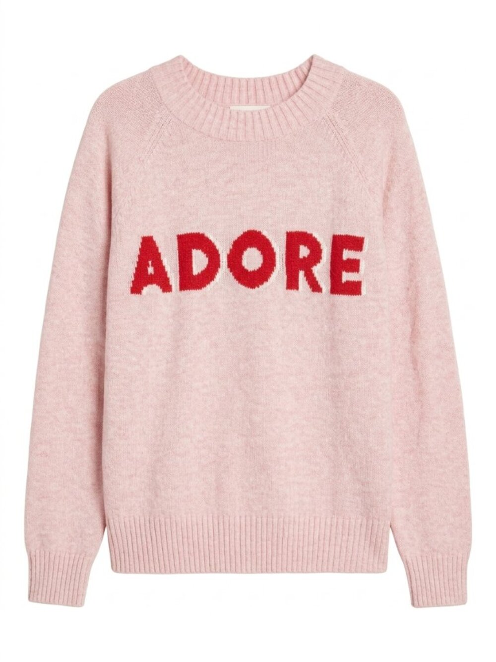 Old Navy Pink sweater with red 'ADORE'